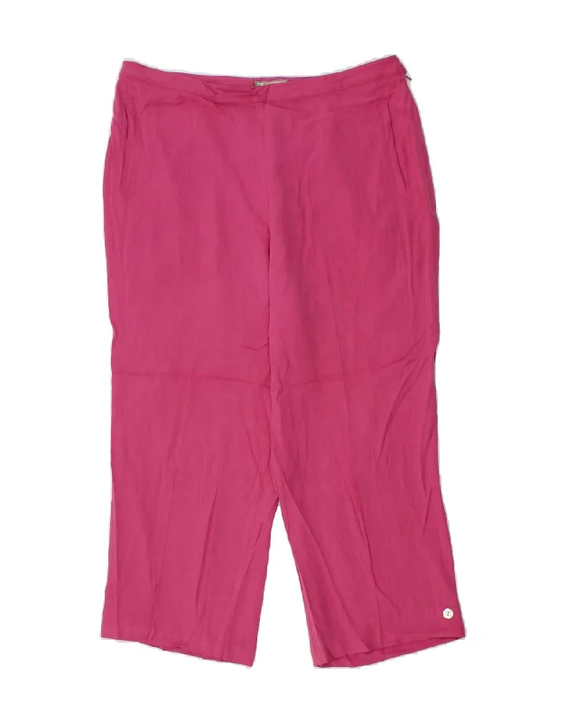 TOMMY BAHAMA Womens High Waist Cropped Trousers US 14 XL W34 L23 Pink Trousers Brand Named