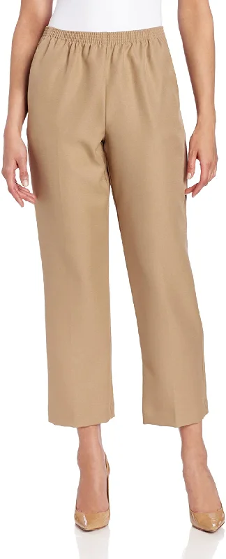 Alfred Dunner Women's Pull-On Style All Around Elastic Waist Polyester Cropped Missy Pants Trendy High-Waist Trousers