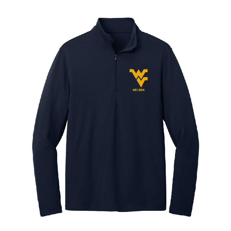 West Virginia - NCAA Women's Track & Field : Mae Nelson - Lightweight Quarter Zip Jacket Striped Jacket Polka Dot Jacket Floral Jacket