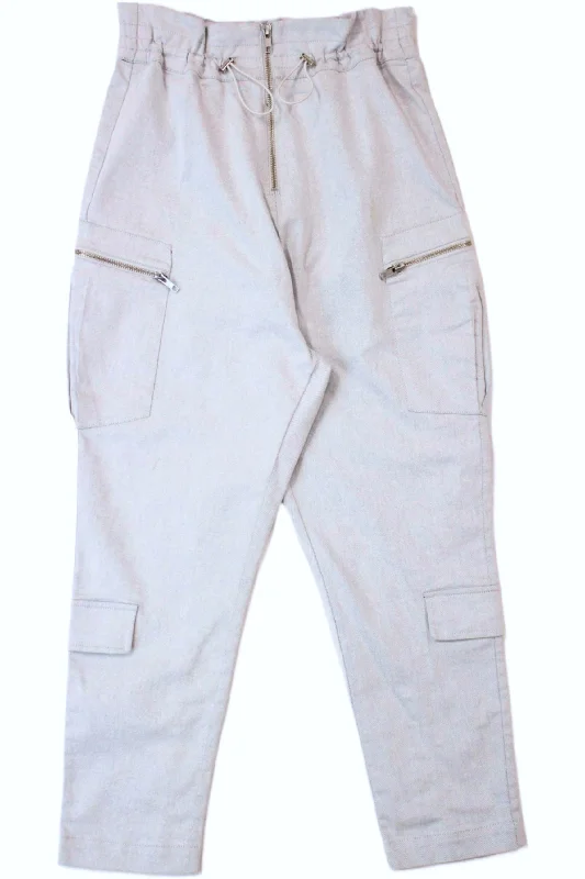 Moochi - Stylised Cargo Pants Formal Linen Trousers