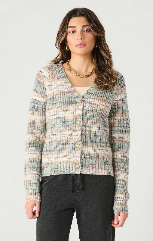 Top - Dex Long Sleeve Buttoned Spacedye Cardigan Fleece Cardigan Nylon Polyester