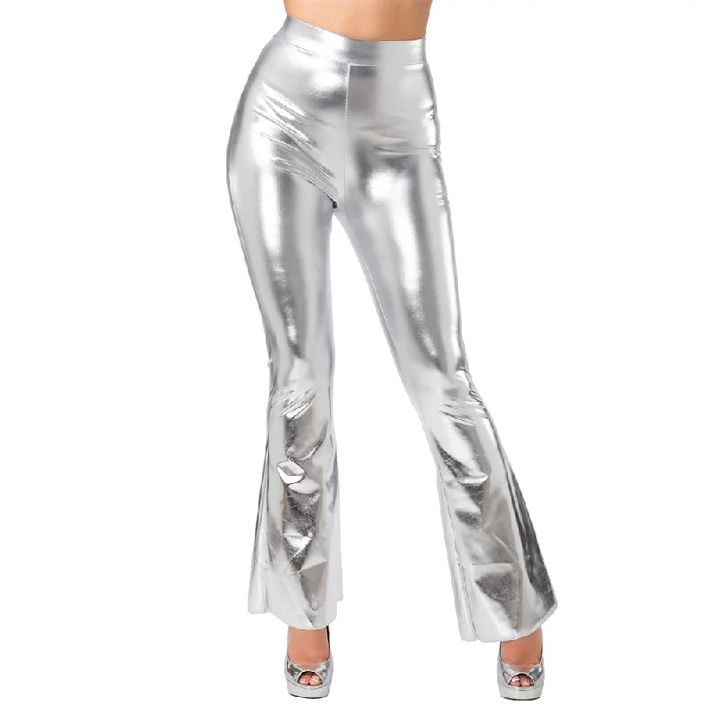 Retro Flares - Silver 70s Ladies Trousers Trousers fashionable chic