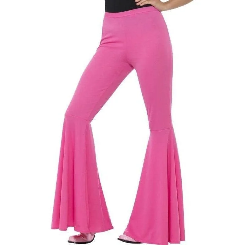 Flared Trousers Ladies Pink Disco Trousers practical easy-care