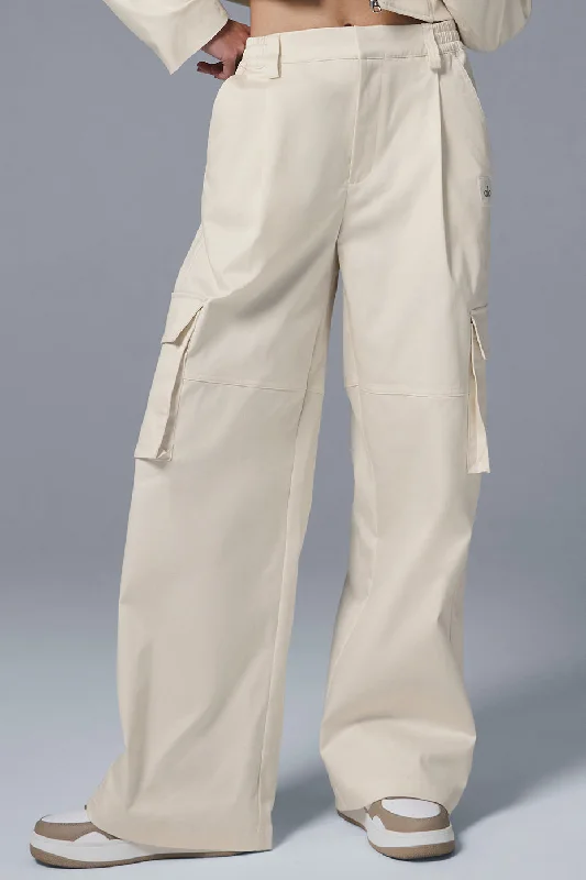 High-Waist Night Out Cargo Trouser - Ivory Trousers versatile functional