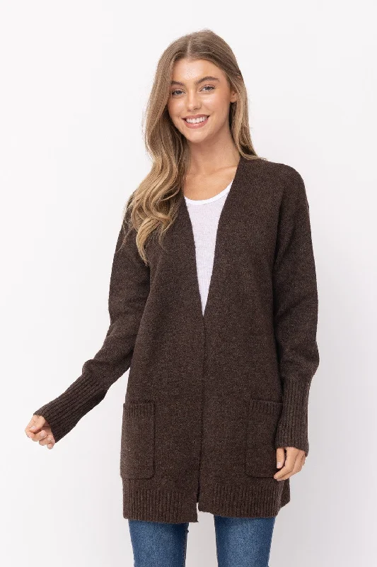 Long Road Ahead Brown Long Sleeve Cardigan Plaid Cardigan Polka Dot Checkered