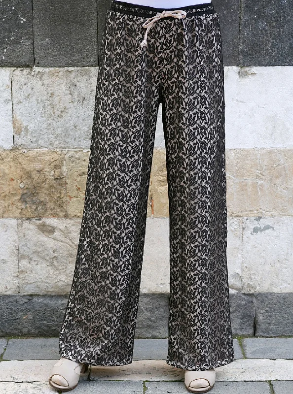 Lace Overlay Trousers Trousers fashionable chic