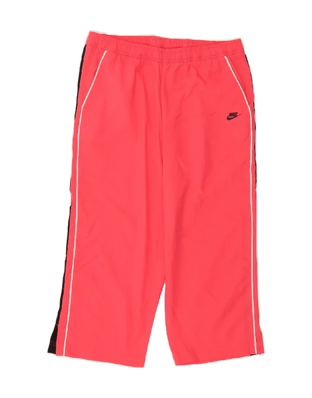 NIKE Womens Capri Tracksuit Trousers US 8/10  Medium  Pink Colourblock Trousers trendy modern