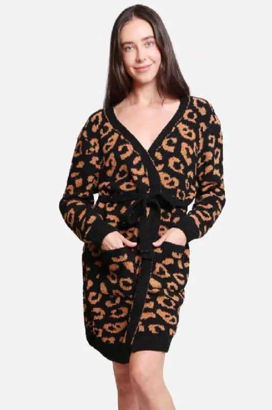 Comfy Luxe Cheetah Print Cardigan / Robe Oversized Loose Flowy