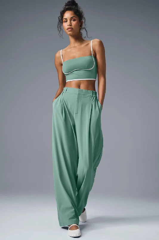 High-Waist Pursuit Trouser (Long) - Botanical Green Trousers stylish modern