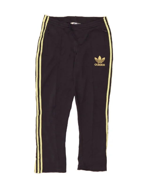 ADIDAS Womens Tracksuit Trousers UK 14 Medium Navy Blue Polyester Trousers Floral Bohemian