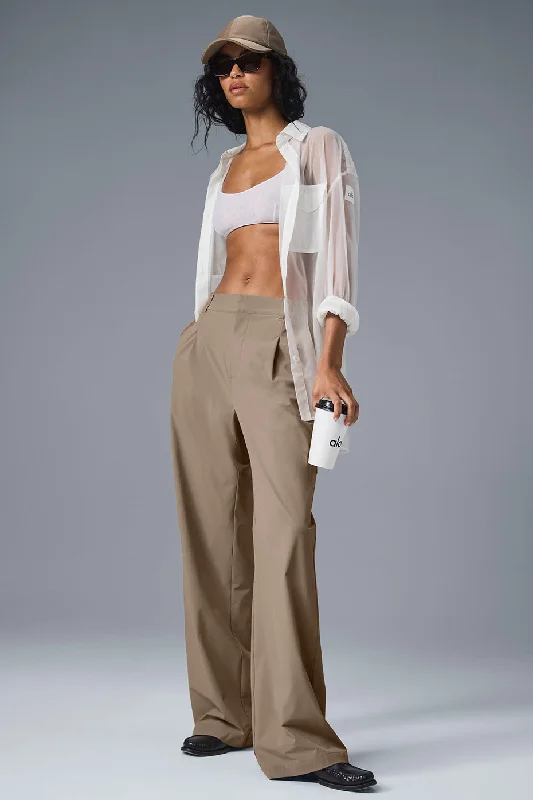 High-Waist Pursuit Trouser (Long) - Gravel Trousers luxurious premium