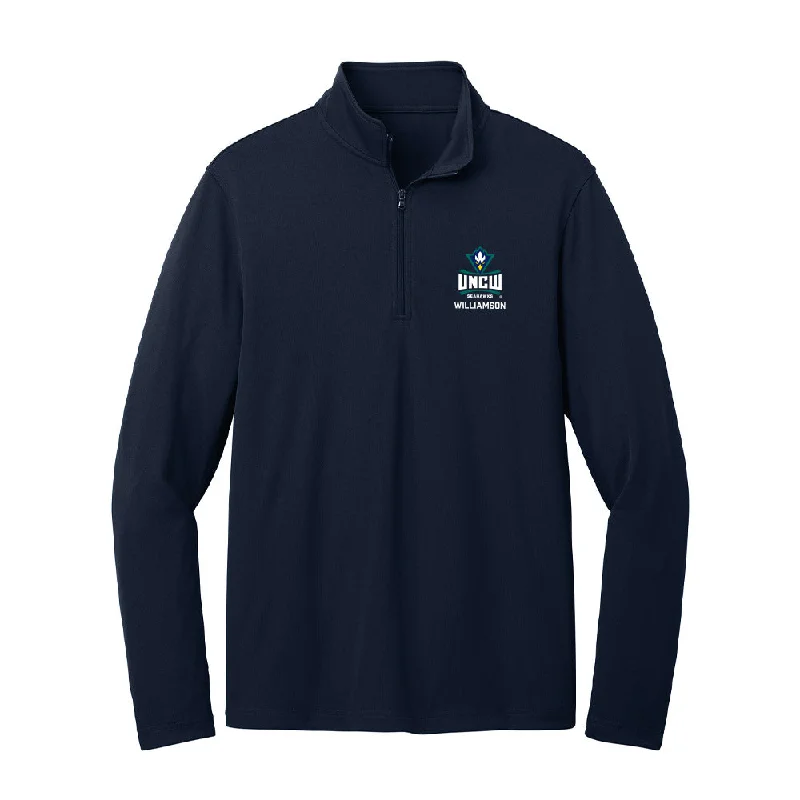 UNC Wilmington - NCAA Women's Track & Field : Makaila Williamson - Lightweight Quarter Zip Jacket Ribbed Jacket Pleated Jacket Ruffled Jacket