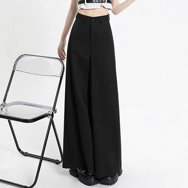 Draped Relaxed High-Rise Wide-Leg Pants Comfortable Jogging Pants