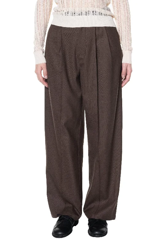 Umber Wool Suit Trousers Trousers Pleated Formal