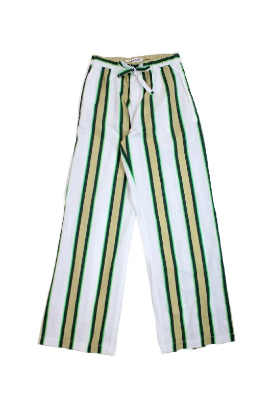 Venroy - Striped Cotton Pants Slim-Fit Khaki Pants