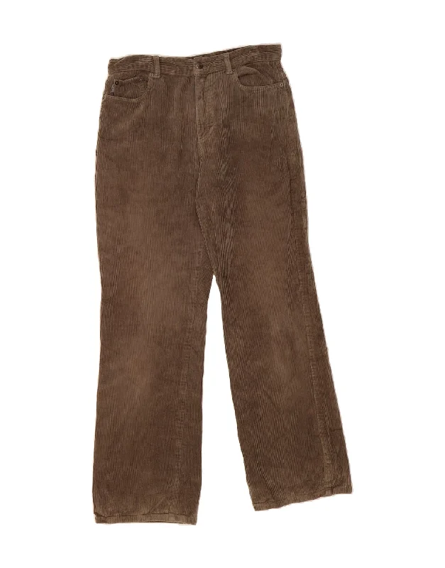 RALPH LAUREN Womens Straight Corduroy Trousers US 8 Medium W30 L28 Brown Trousers chic elegant