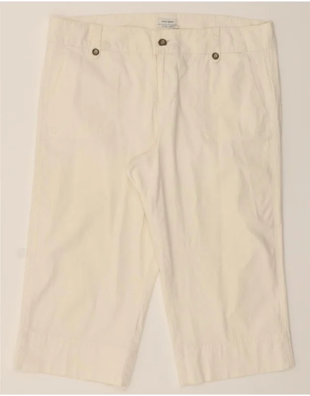 DOCKERS Womens Curvy Mid Rise Capri Trousers US 16 2XL W36 L19 White Trousers Harem Relaxed Fit