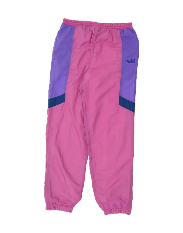 VINTAGE Womens Tracksuit Trousers Joggers UK 18 XL Pink Colourblock Trousers Winter Warm