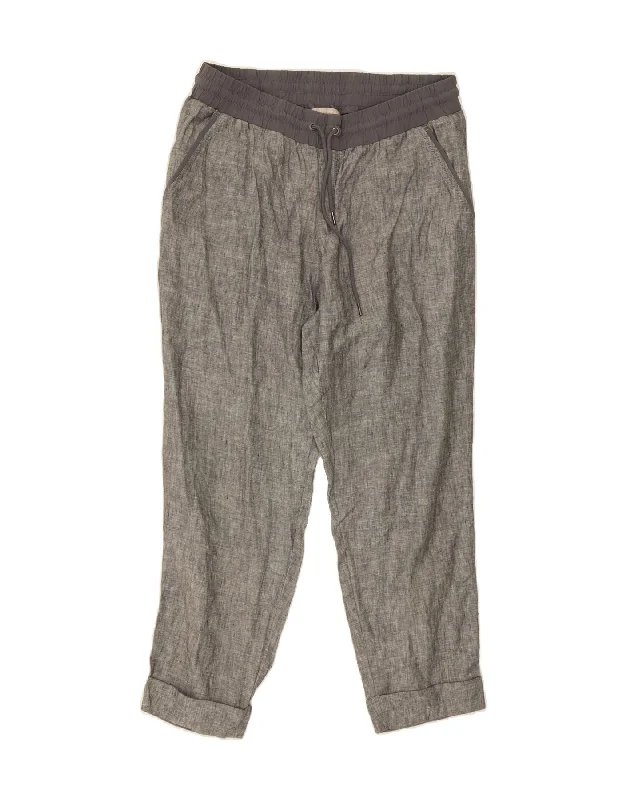 ATHLETA Womens Straight Casual Trousers UK 12 Medium W30 L26 Grey Linen Trousers cozy soft