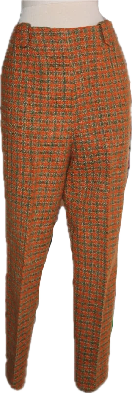 60s Go With Tiger Orng/Green Tweed Pants    w32 Trendy Palazzo Pants