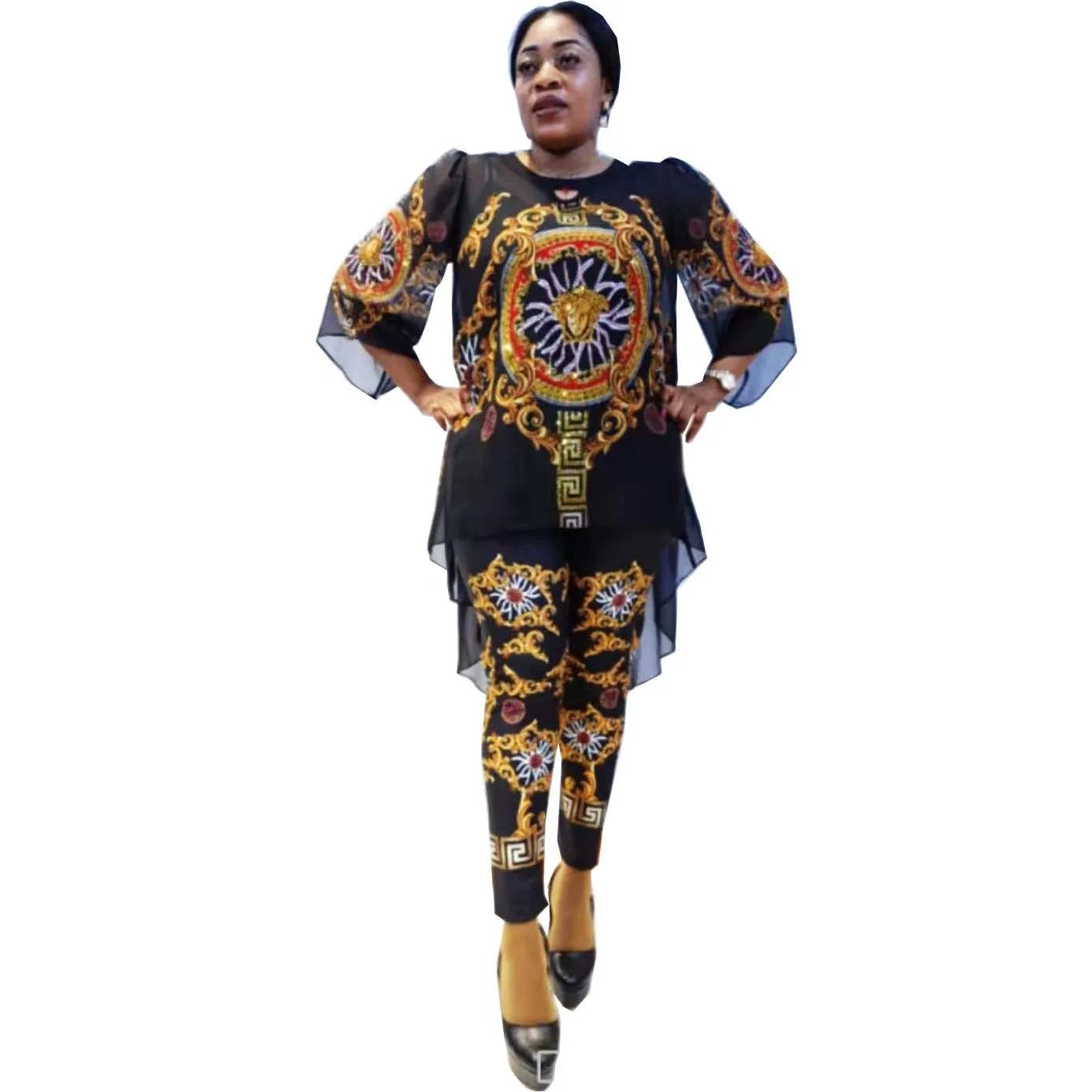 South african print two piece pants set attire trouser outfit ladies Trousers Harem Relaxed Fit