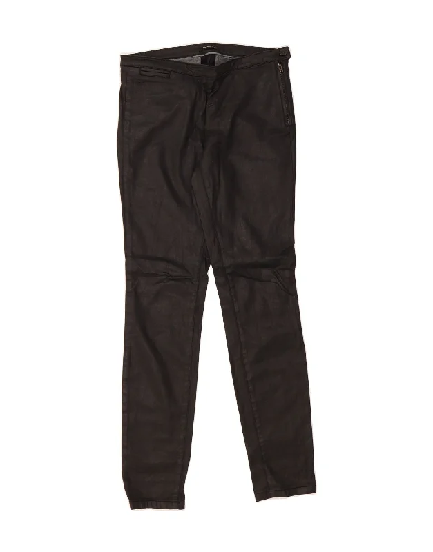 MASSIMO DUTTI Womens Skinny Leather Casual Trousers EU 36 XS W27 L30 Black Trousers Brand Named