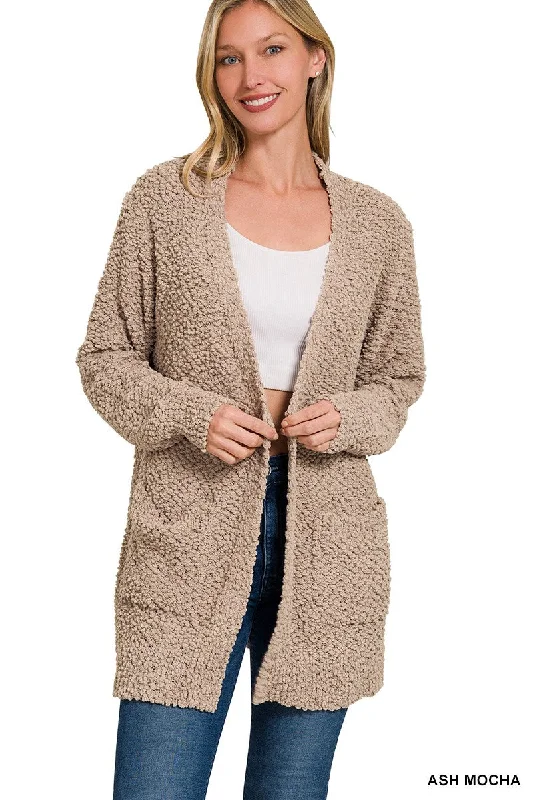 Ava Popcorn Cardigan Spandex Rayon Corduroy