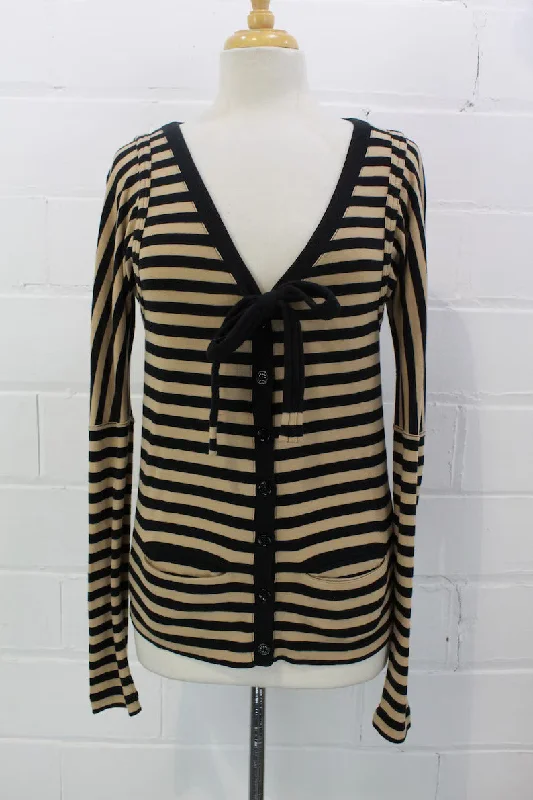 Sonia Rykiel Striped Cardigan, Small Glossy Satin Silk