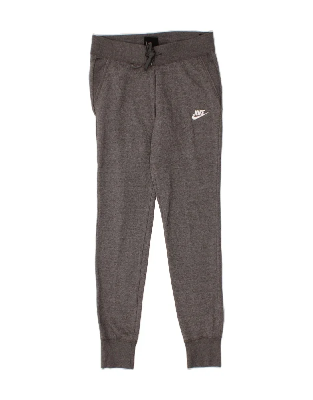 NIKE Womens Tracksuit Trousers Joggers UK 10 Small Grey Cotton Trousers Yoga Stretchy