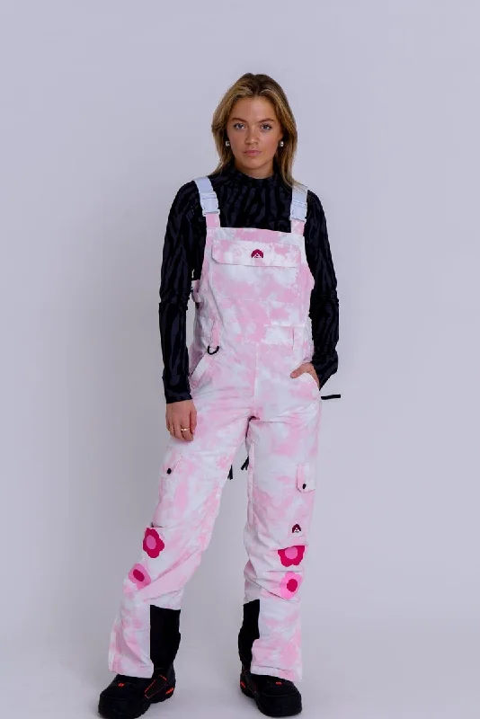 Yeh Girl Ski & Snowboard Bib Pant - Katie Ormerod Pink Tie Dye Signature line Fashionable Tapered Leg Pants