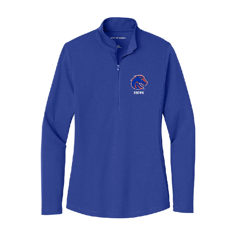 Boise State - NCAA Women's Track & Field : Ciara Brown - Women's Lightweight Quarter Zip Jacket Front Pockets Side Pockets Patch Pockets