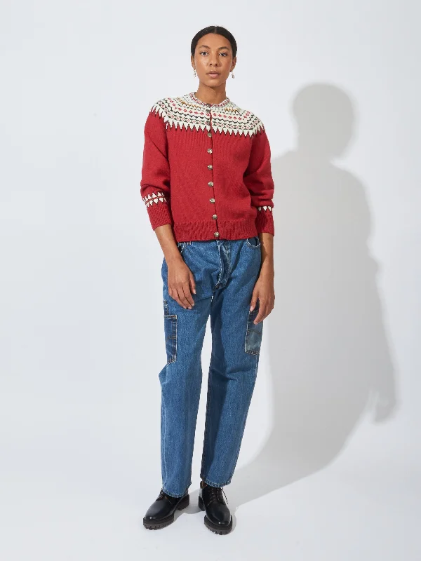 Red Oslo Cardigan Anti-Pilling Anti-Shrink Durable