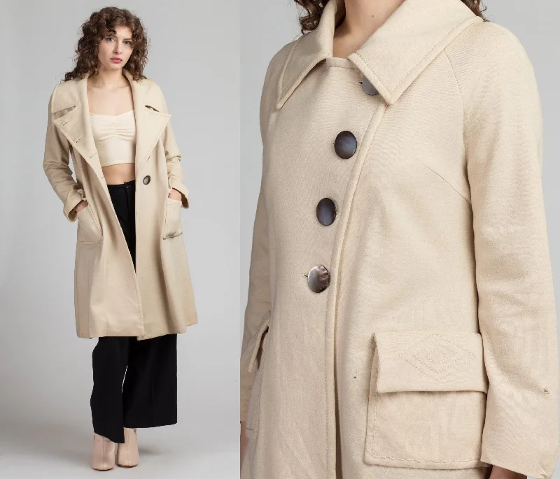 1950s Scherrer Ivory Wool Notched Collar Coat - Medium A-Line Swing Coat