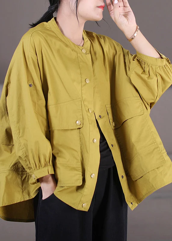 Boutique Yellow O-Neck Button Low High Design Coats Long Sleeve Elegant Satin Bolero