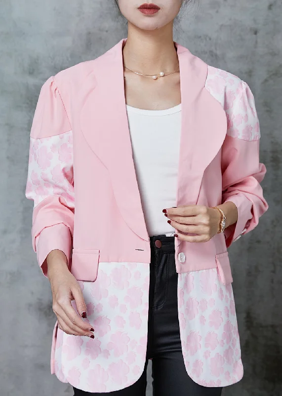 Original Design Pink Print Patchwork Cotton Coats Spring Thick Layered Jacket