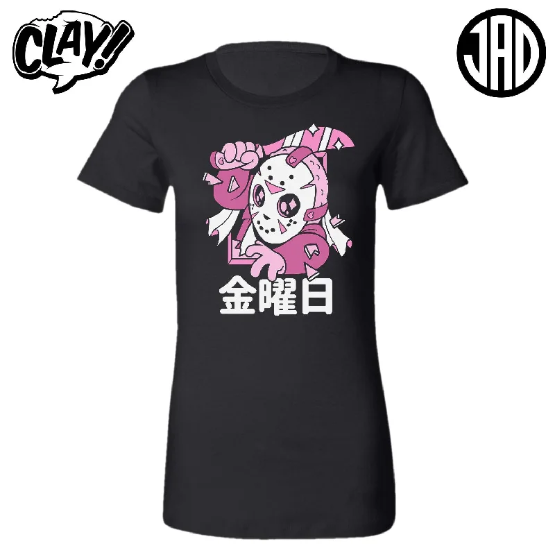 Camp Killer Jason Kawaii - Women's Tee Welt Pockets Slit Pockets Flap Pockets