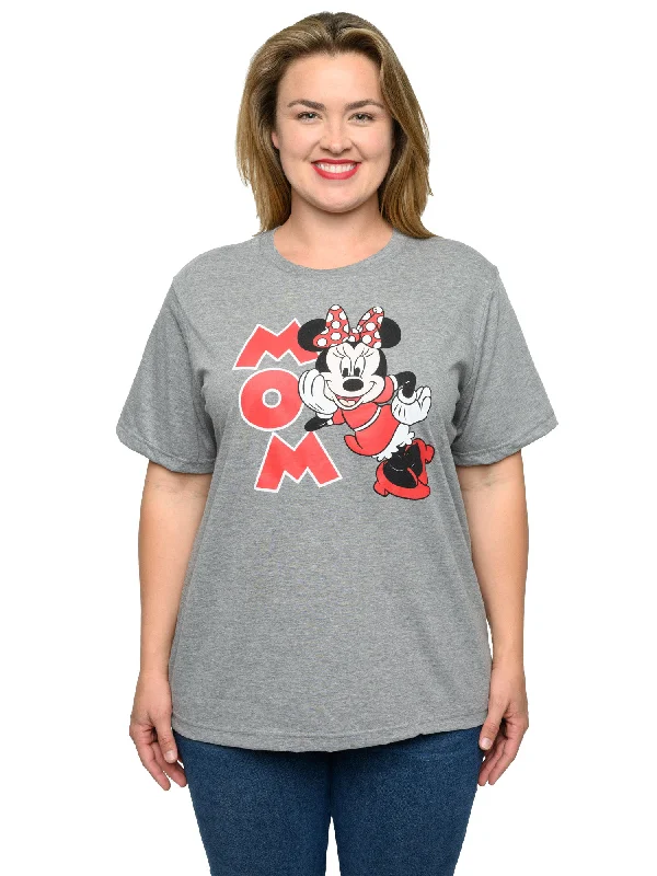 Minnie Mouse Mom T-Shirt Short Sleeve Disney Women's Plus Size Gray Red Casual Formal Business