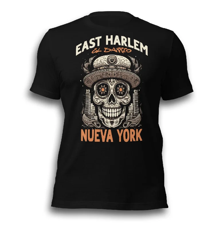 EAST HARLEM EL BARRIO BLACK UNISEX T-SHIRT Anti-Pilling Machine Wash Handmade