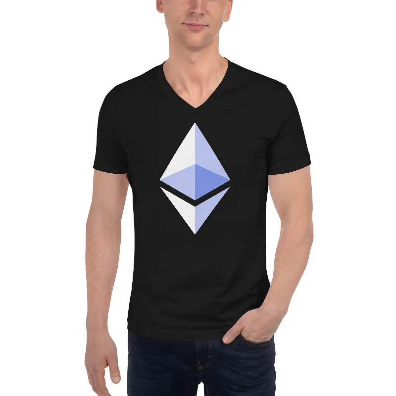 ETH Ethereum Cryptocurrency Symbol V-Neck T-Shirt Elasticated Padded Insulated