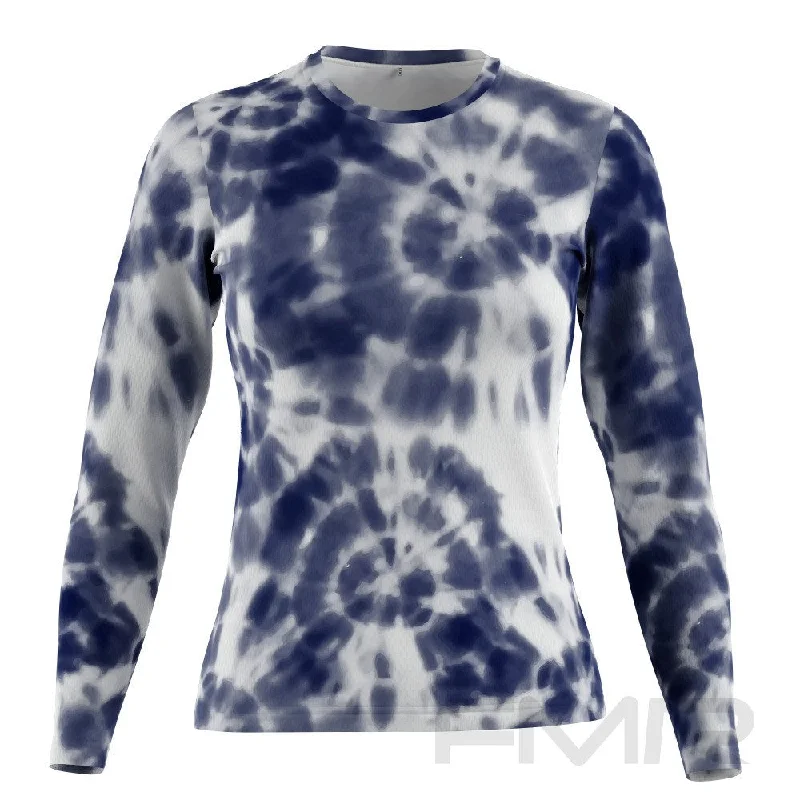 FMR Women's Shibori Tie-Dye Long Sleeve T-Shirt Casual Formal Business