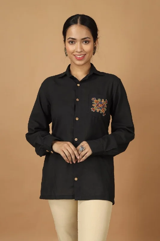 Folklore Ahir Womens Cotton Shirt Welt Pockets Slit Pockets