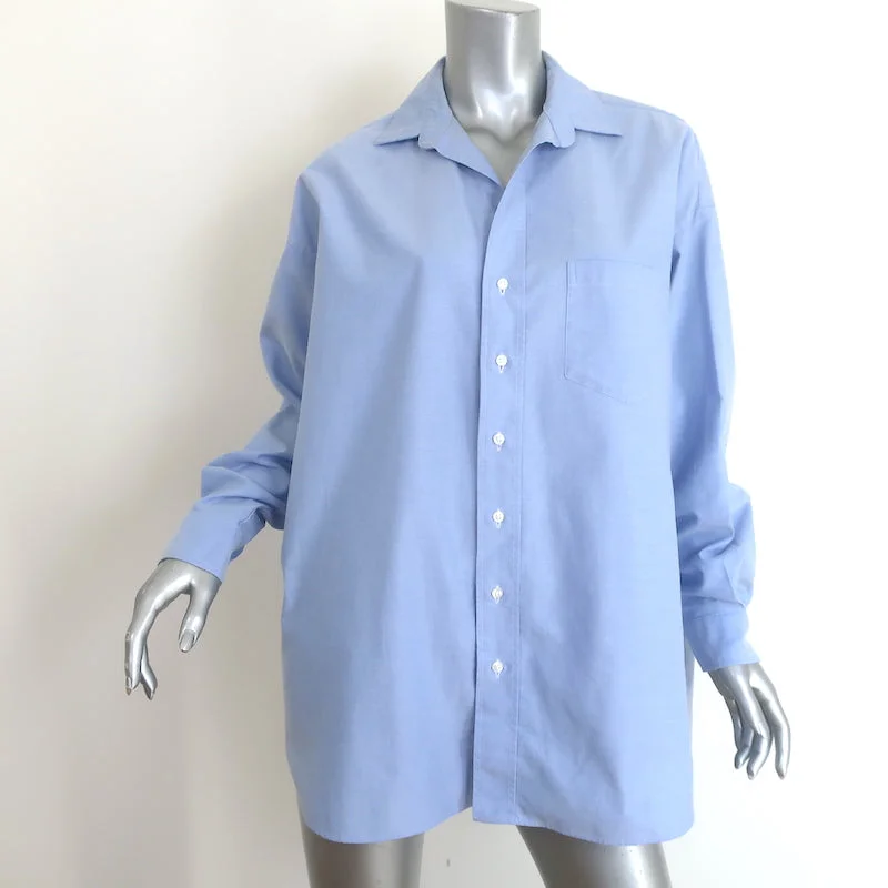 Frank & Eileen Shirley Oversized Button Up Shirt Blue Size Small Long Sleeve Top Cozy Warm Stylish