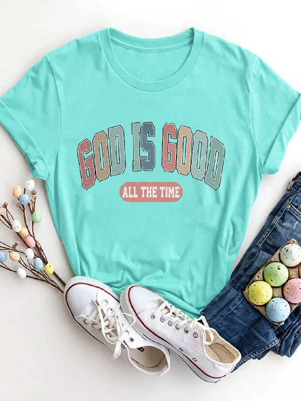 GOD IS GOOD ALL THE TIME Ladies T-Shirt (several colors) Collared Crew Neck Turtle Neck