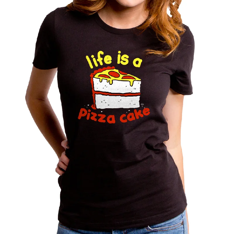 Pizza Cake Women's T-Shirt V-Neck T-Shirt Long Sleeve Cotton