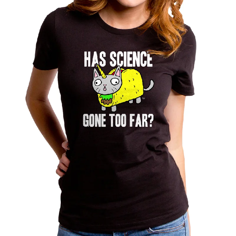 Has Science Gone Too Far Women's T-Shirt Ribbed Striped Patterned