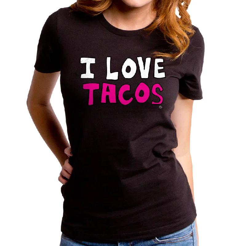 I Love Tacos Women's T-Shirt Solid Color Striped Floral