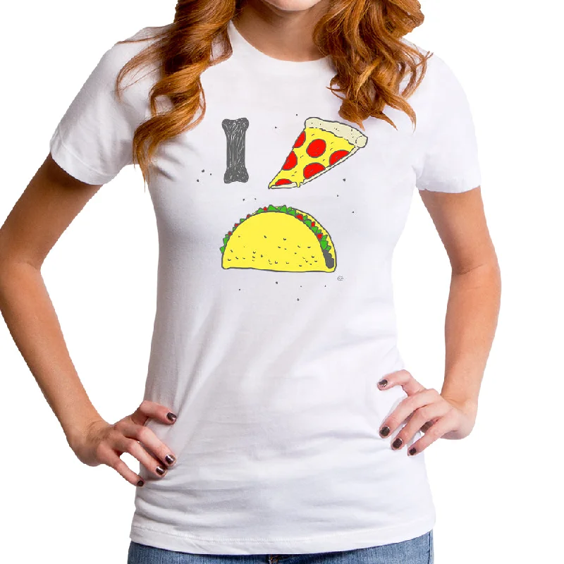 I Pizza Tacos Women's T-Shirt Mesh Blend Leather Blend Suede Blend