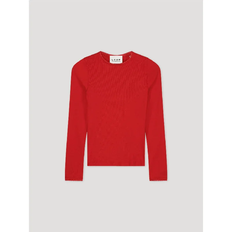 Les Coyotes De Paris Rouge Rib Long Sleeves Tee Fleece Nylon Spandex