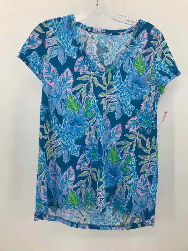 Pre-Owned Lilly Pulitzer Blue Size XS T-shirt Ribbed Striped Patterned