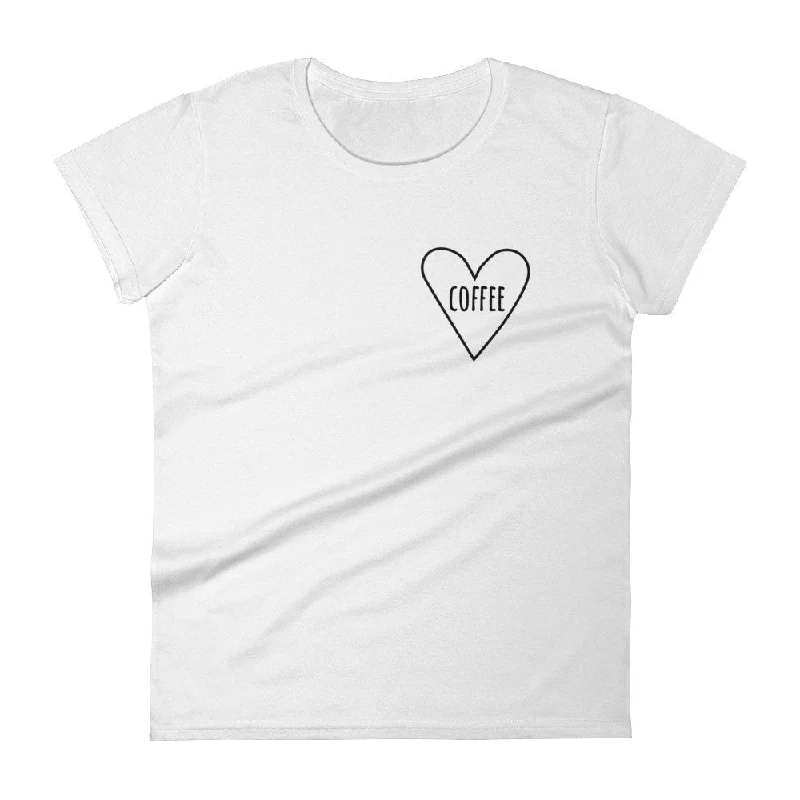 Love Coffee Cold Brew Heart: White Ladies T-Shirt Wool Fabric Cashmere Fabric Tweed Fabric